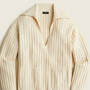 J. Crew Collared cotton-blend bouclé beach sweater. Size Small.